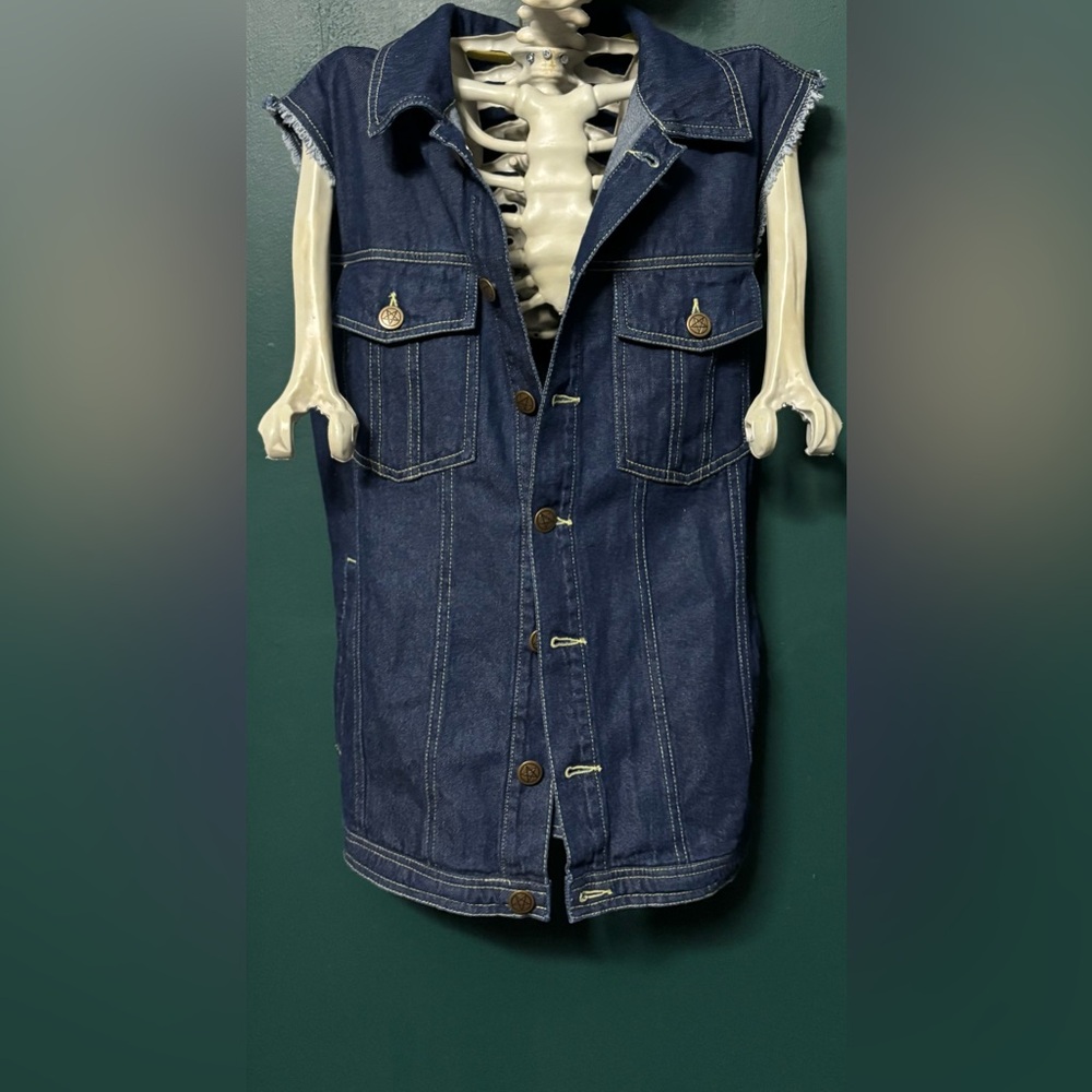Denim Button-Up Vest Last Podcast on the Left